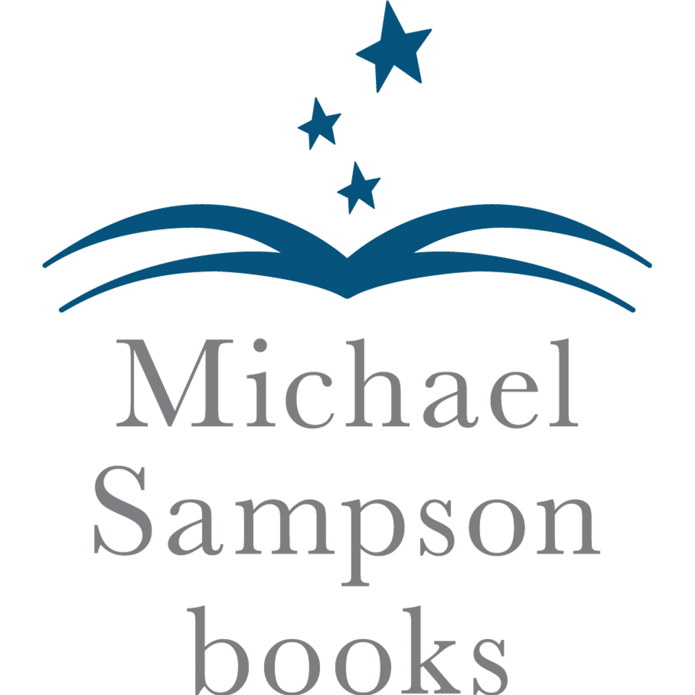 Logo for Michael Sampson Books featuring an open book with three stars above it.