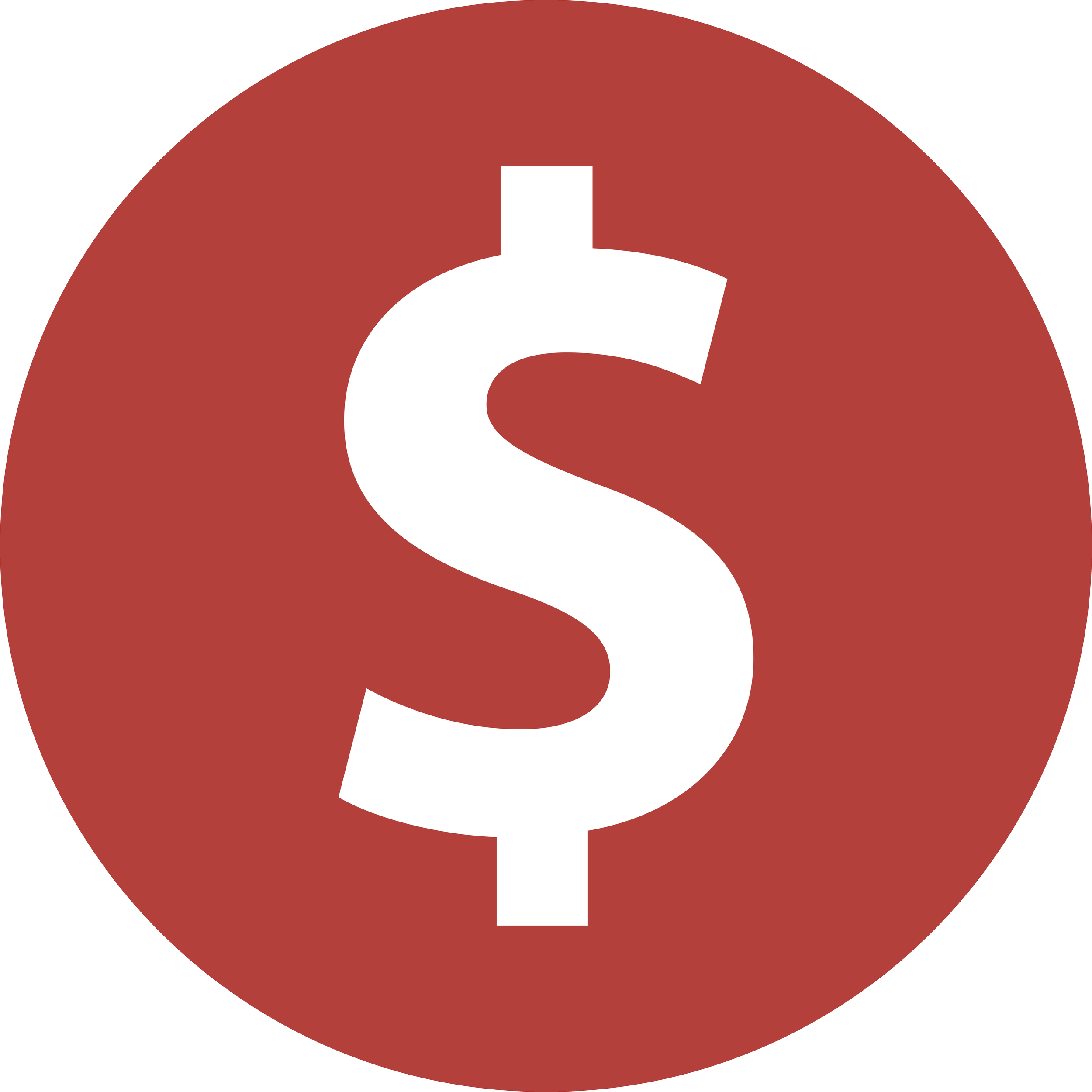 Red circle with a white dollar sign in the center.